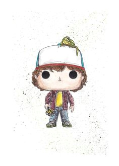 stranger things dustin and dart pop 5x7 art print