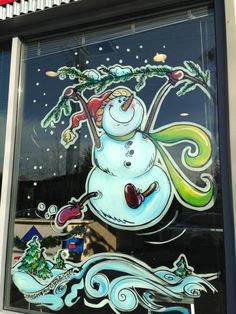 snow women snow family window art be sure to book well in advance christmas is the busiest season for window paintings we design draw