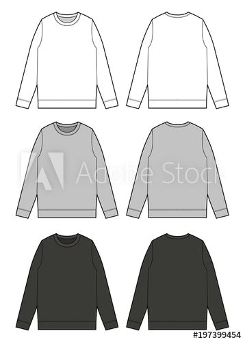 Drawing T Shirt Outline Sweat Shirt Vector Illustration Flat Sketches Template Ae A A