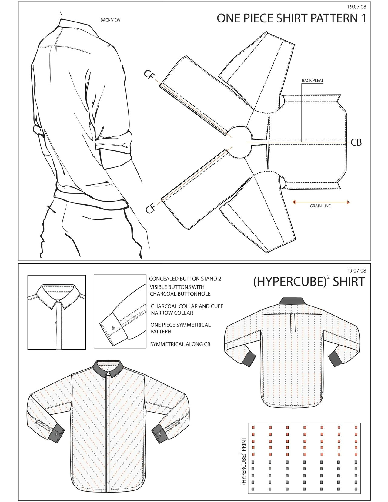 one piece shirt experimental pattern cutting pattern done by me although i don t take pattern cutting work the shirt fits just as well as any old shirt