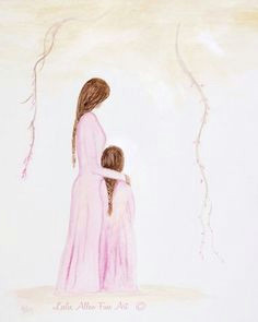 mother daughter art print mother art by leslieallenfineart on etsy