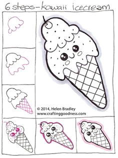 how to draw a kawaii style icecream cone step by step step drawing