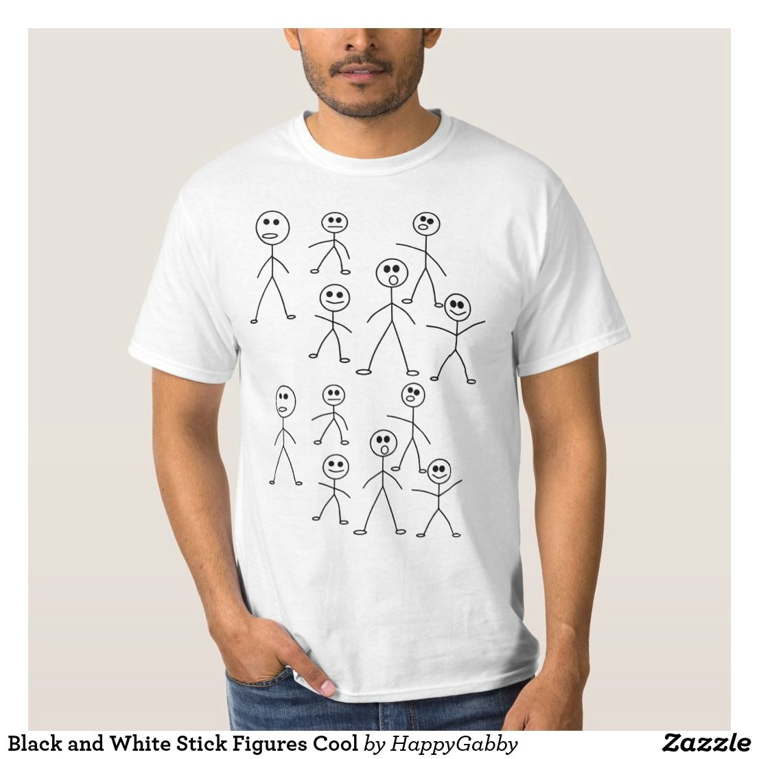 black and white stick figures cool t shirt