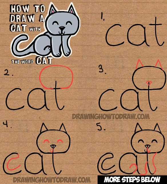how to draw a cat from the word cat simple step by step drawing lesson for children