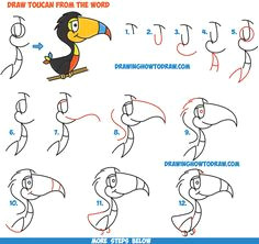 how to draw cartoon toucans from the word easy step by step drawing tutorial for kids word toons cartoons