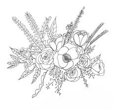 line drawing flower illustration floral bouquet botanical line drawing floral drawing botanical