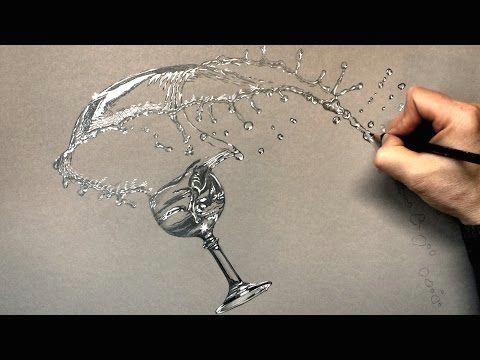 how i draw a glass and splashing water with pencil time lapse drawing youtube