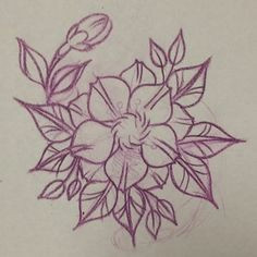 neo traditional flower drawing line