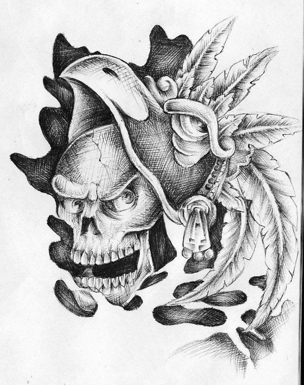aztec drawings aztec skull 2 by pick1 on deviantart