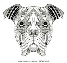 boxer dog head zentangle stylized vector illustration freehand pencil hand drawn