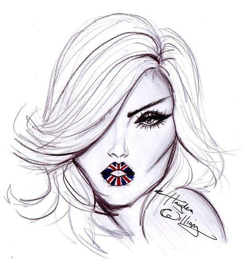 fashion drawing british lips looove him