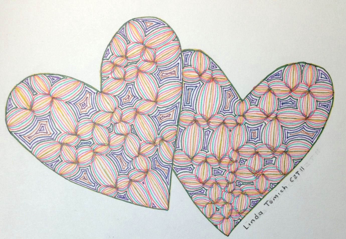 zentangle two hearts