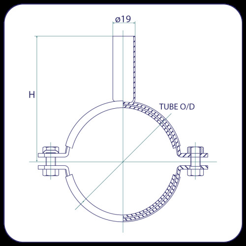 bolted pipe clip c w blue insert weld type