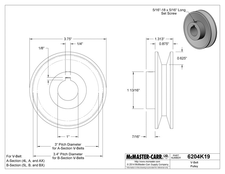 Drawing V Belt Pulley Mcmaster Carr Cast Iron V Belt Pulley for A and B Section Belts