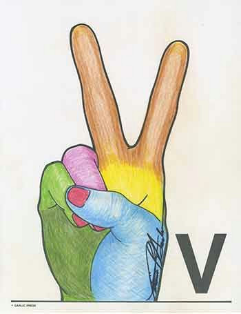 letter v colored pencil art