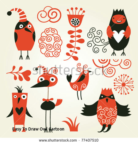 easy to draw owl cartoon set od cute cartoon birds stock vector shutterstock