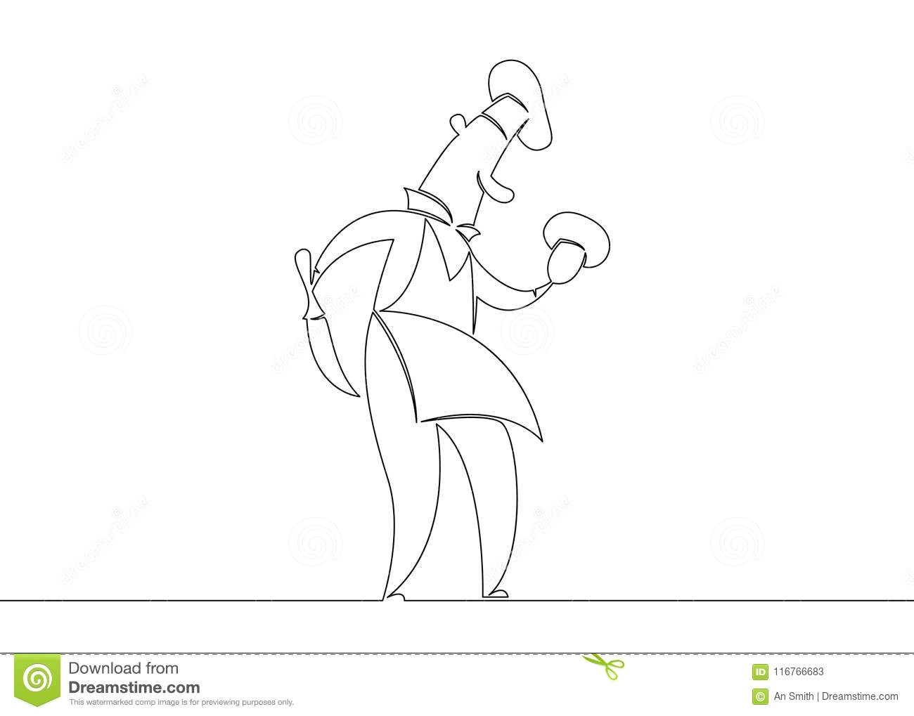 one continuous single drawn line character chef cook cartoon