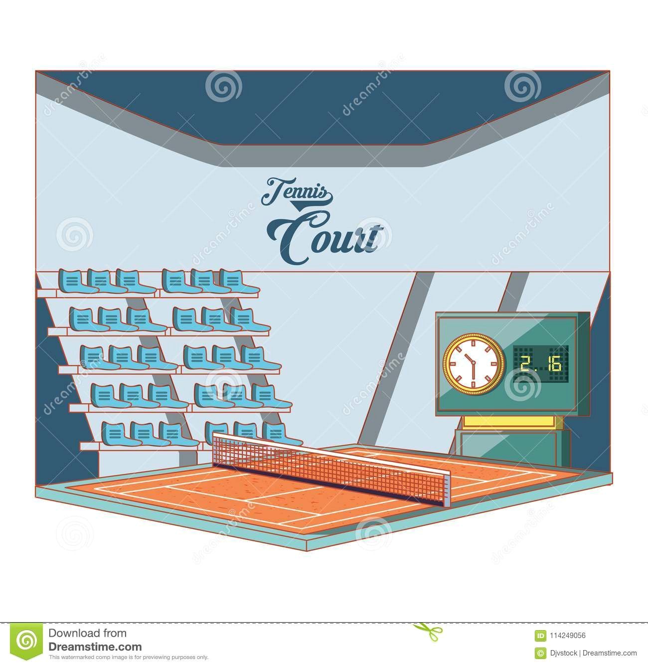 court of tennis sport with stage vector illustration design
