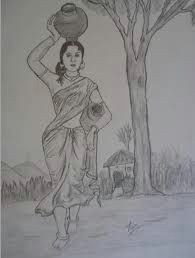 image result for village woman sketch
