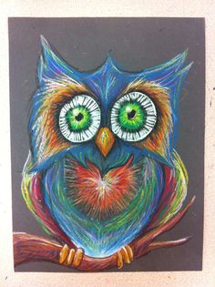 mr owl with oil pastel on construction paper oil pastel drawings oil pastel paintings