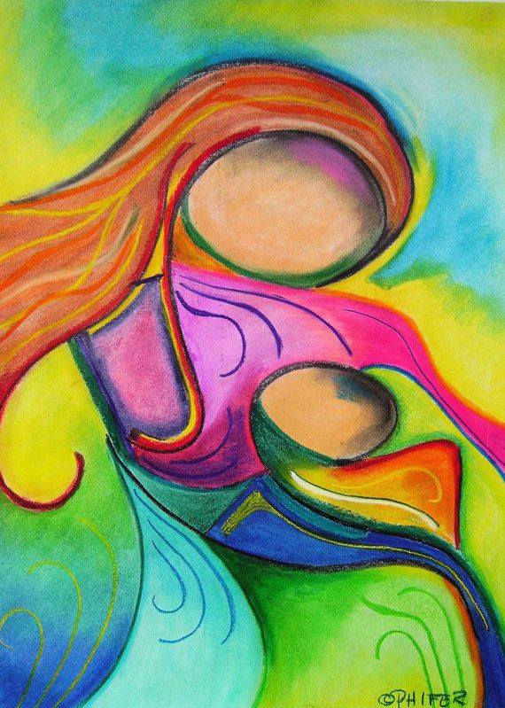 figurative soft pastel drawing print mother may i