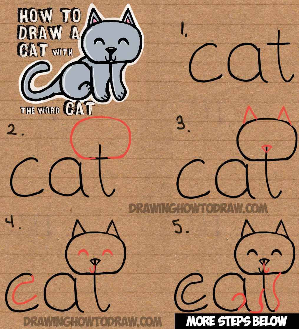 how to draw a cat from the word cat simple step by step drawing lesson for children