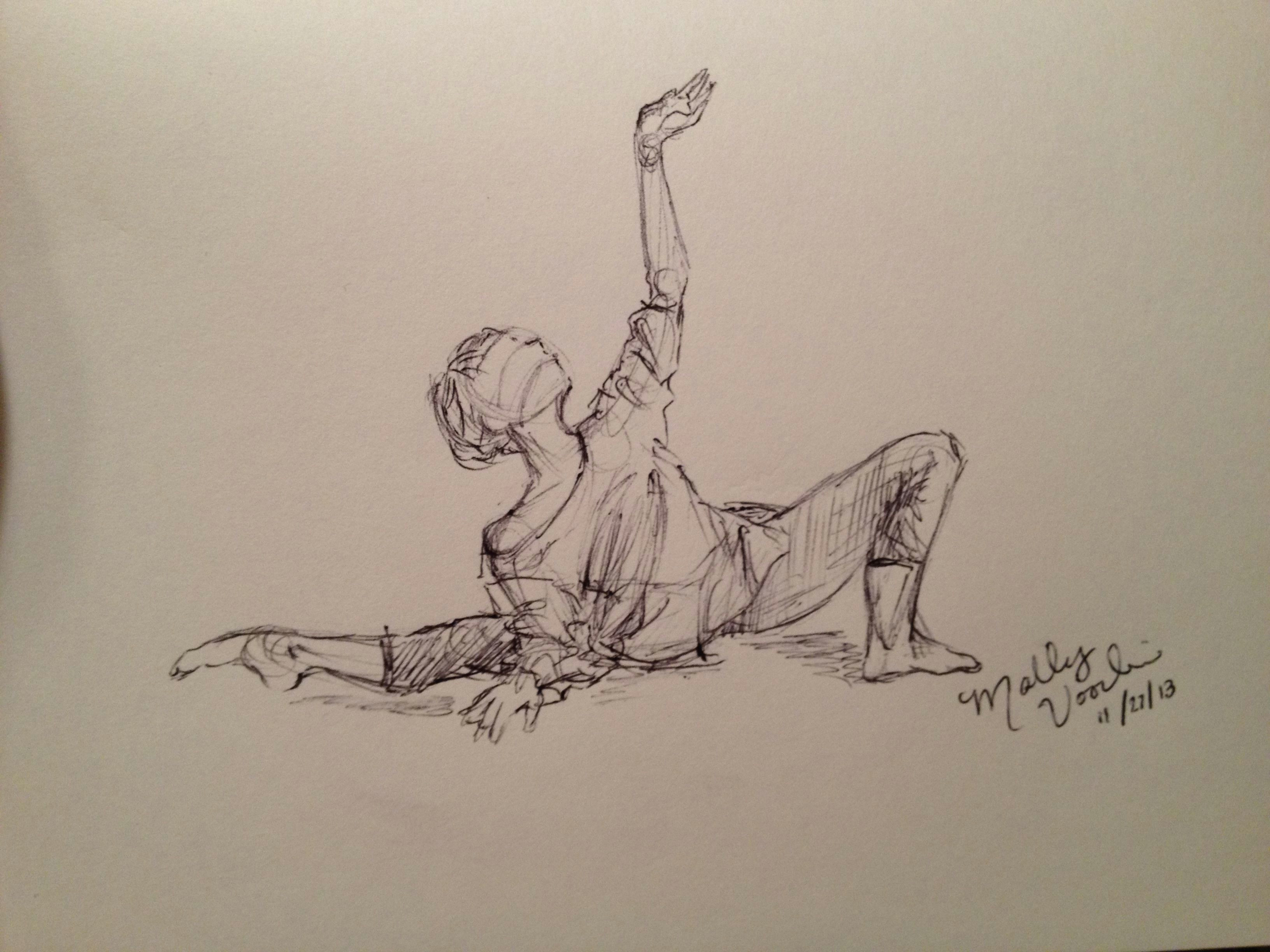dancer sketch by mgv floor stretches and warm up sighs