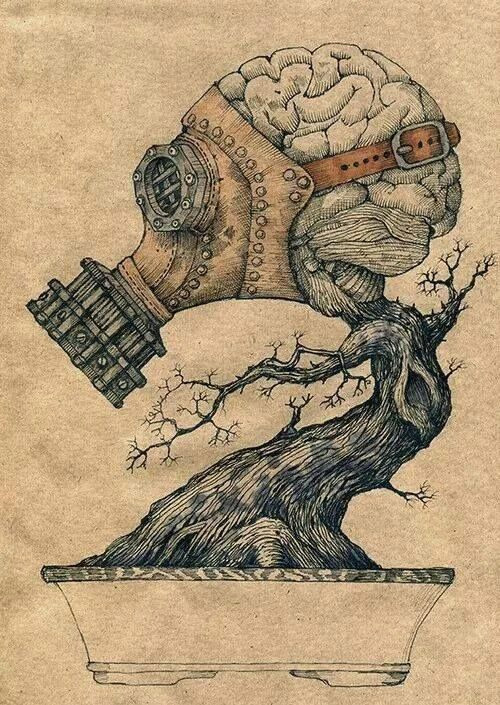 respirando arboles collage arte horror steampunk weird art education arte digital