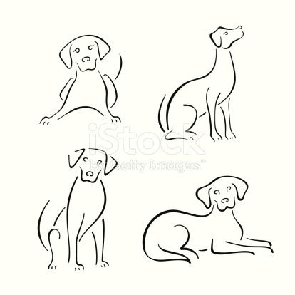 four stylized dogs on a white background