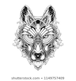 wolf doodle ornament