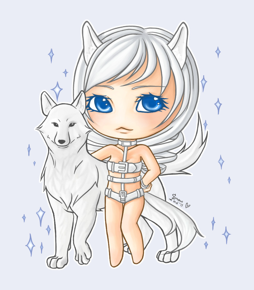 white wolf chibi by snowpod