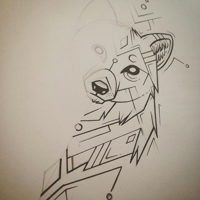wolf geometric tattoodesign drawing illustration