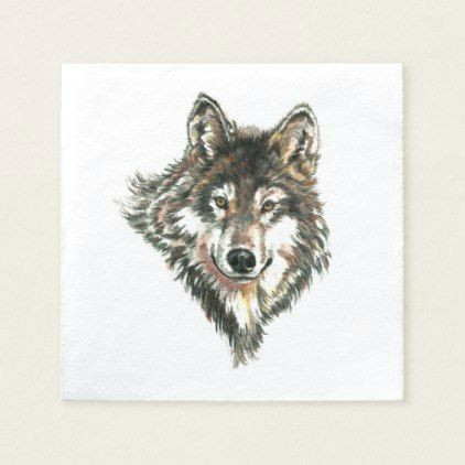 wolf head logo watercolor art napkin kitchen gifts diy ideas decor special unique individual customized