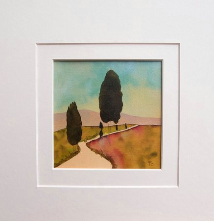 art studio di adelina quadri landescape original watercolor 35 x 35 cm with mat