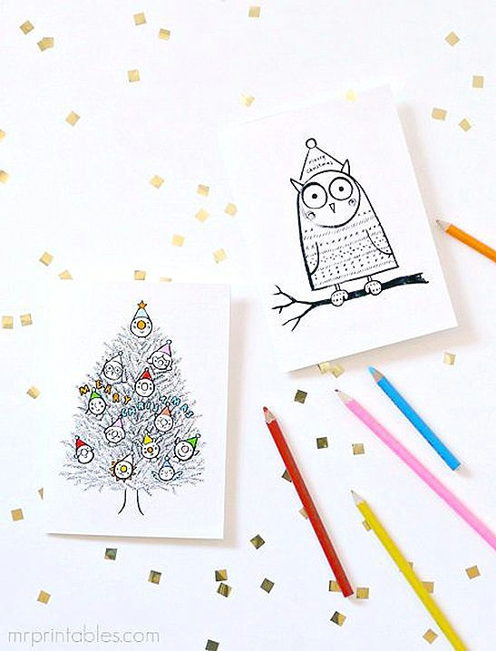 free printable christmas cards to color in mr printables