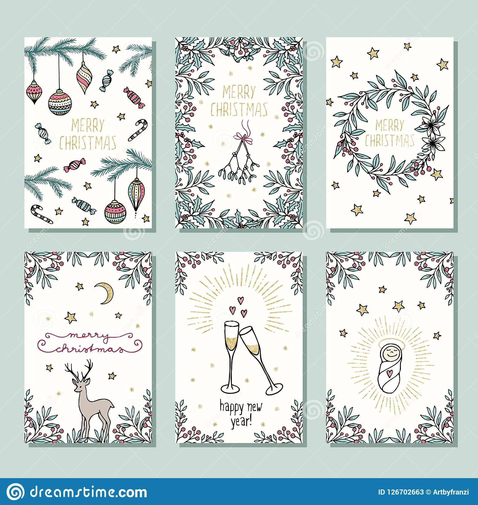 card design template with christmas florals champagne glasses and holiday decoration