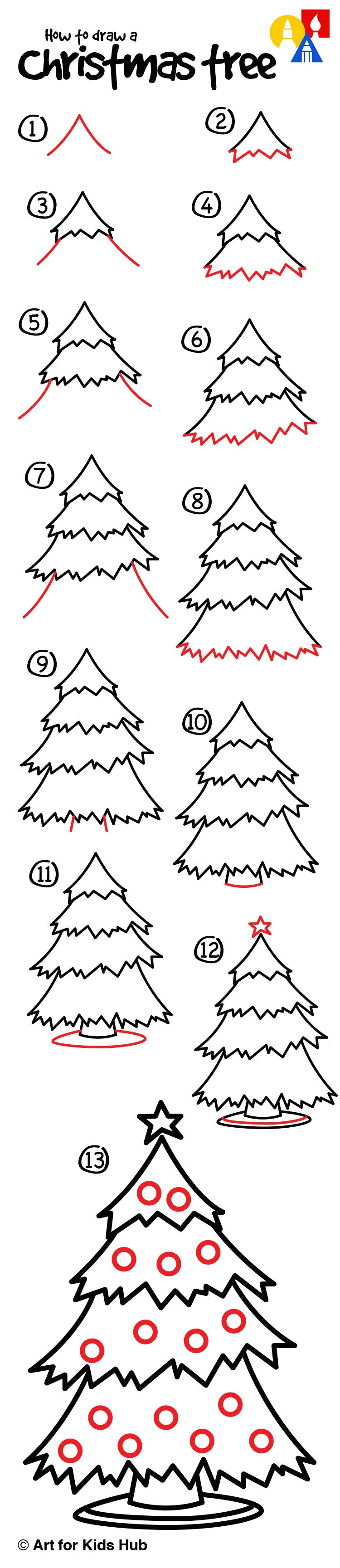 how to draw a christmas tree