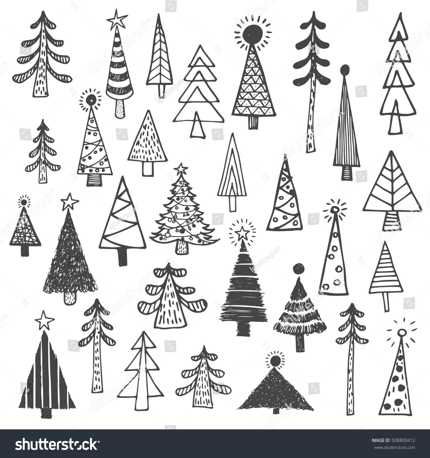 christmas tree white spruce fir fir tree simple drawing set