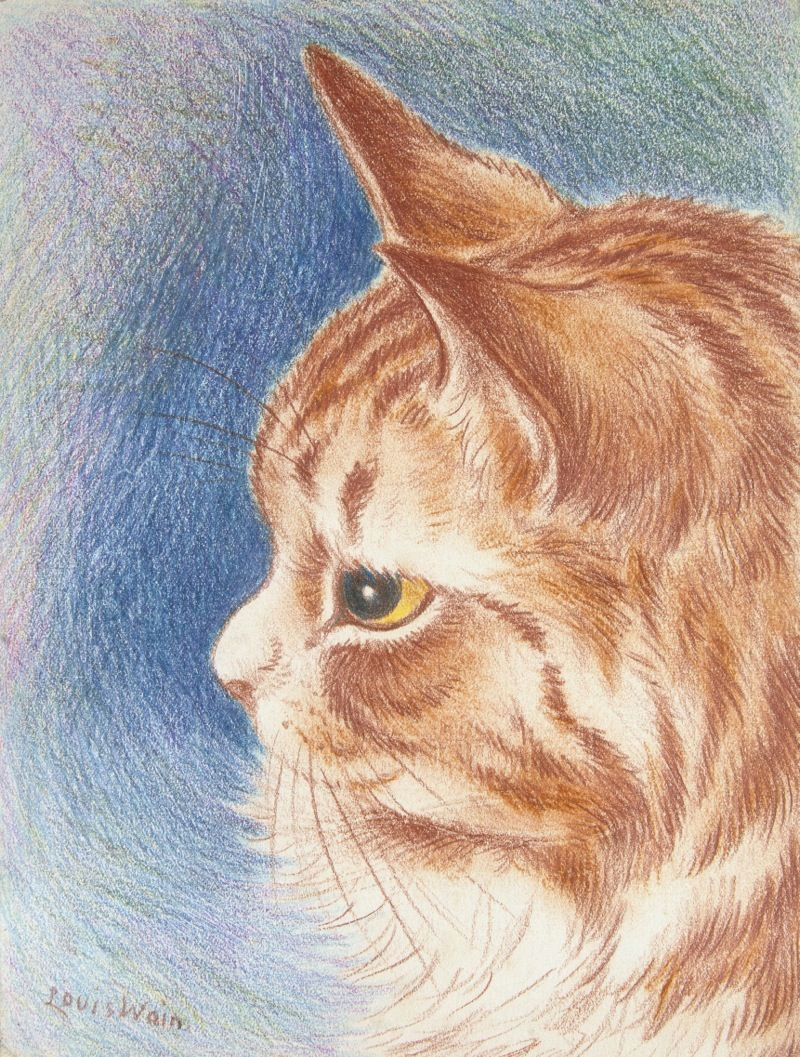 yellow eyed cat by louis wain