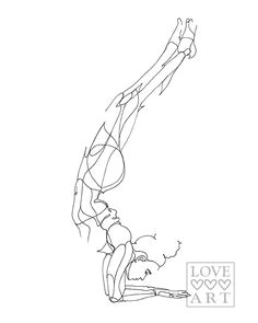 yoga art print forearm stand or feathered peacock pose