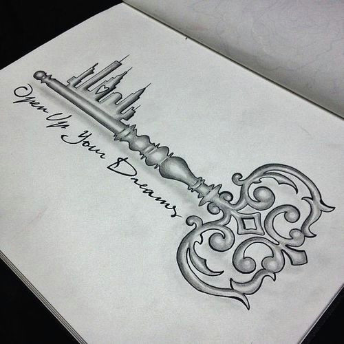 stunning fairytale key tattoo open up your dreams change that city thing into a pretty palace and this is perfect