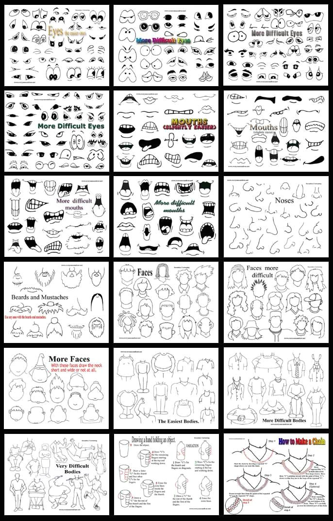 how to draw cartoon eyes and mouth