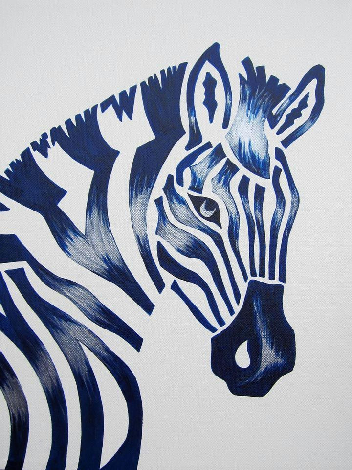 blue zebra safari nursery art zoo animal jungle theme kids baby room decor painting not a print