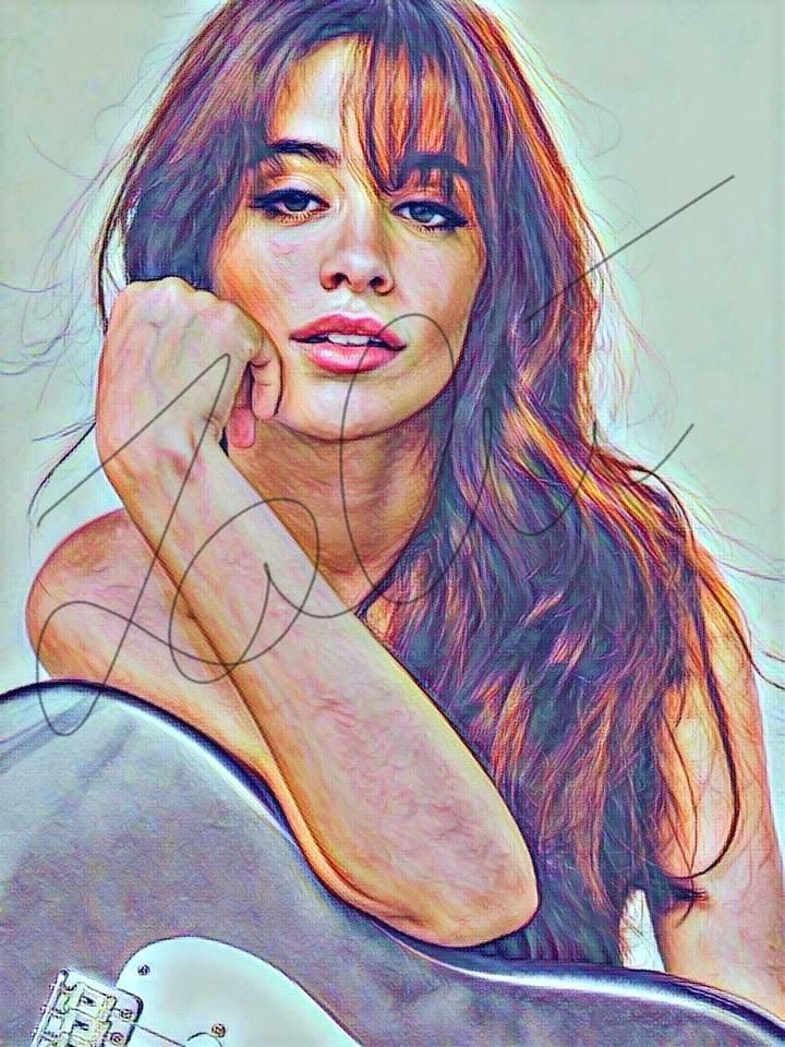 camila cabello coloured drawing hand drawn print cabello1