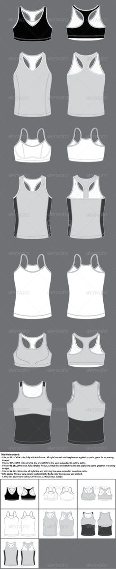women s active wear template bra and tank fashion illustration template technical drawing mesh fabric