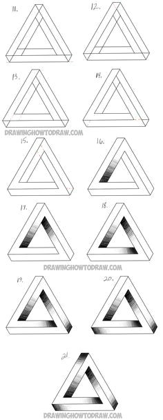 drawing an impossible triangle step by step drawing tutorial easy 3d drawing drawing tips