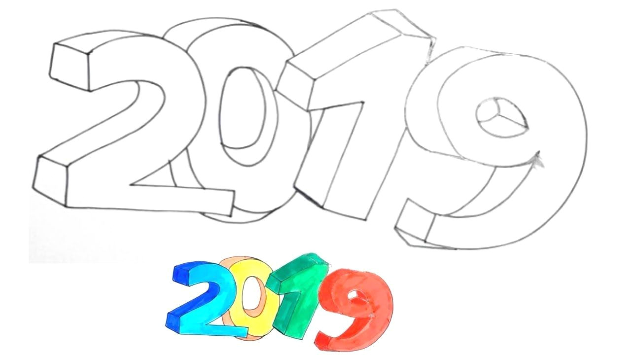 how to draw 2019 in 3d easy and simple 2019 3d 3ddrawings