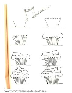 how to draw a cupcake step by step www yummyhandmade com drawing