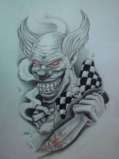 murder clown evil clown tattoos skull tattoos joker tattoos joker clown creepy