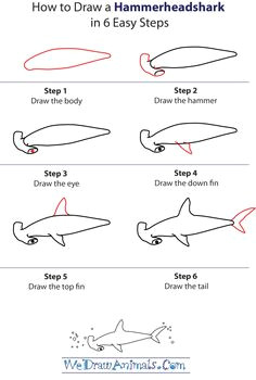 how to draw a hammerhead shark